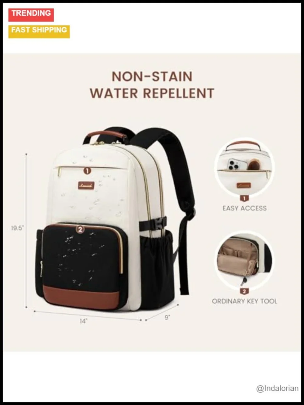 Waterproof Laptop Backpack with Cup Pouch for Women Travel Work